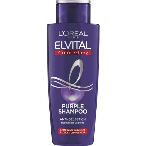 Шампунь для нейтралізації жовтизни мелірованого, освітленого або сивого волосся L'Oreal Paris Elvital Color Glanz Purple Shampoo 200 мл Шампунь для нейтралізації жовтизни мелірованого, освітленого або сивого волосся L'Oreal Paris Elvital Color Glanz Purple Shampoo 200 мл